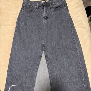 Madewell Grey Denim Midi Skirt